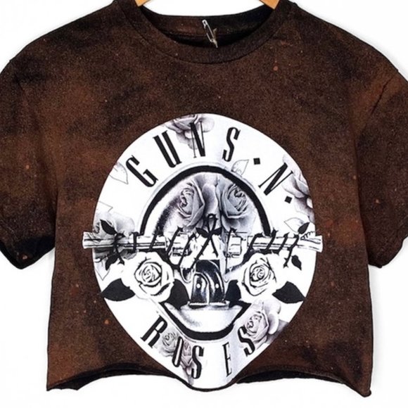 Guns N’ Roses Tops - Bleached Out Guns N’ Roses ‘Floral’ Crop